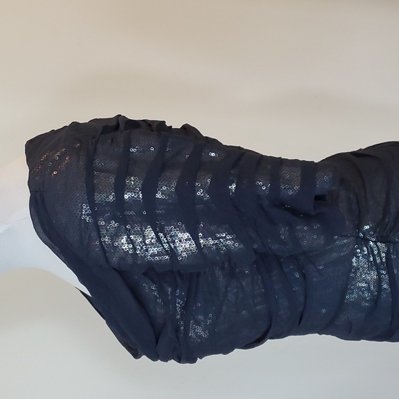 Tadashi Shoji Blue Sequin Net Dress Cocktail Gown - Size 4 - Picture 7 of 14